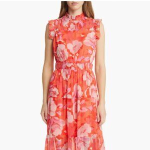 Floral Smocked Mock Neck Dress